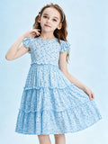 Girls Floral Tiered Ruffle Dress – Summer Casual Party Dress by Blisseven