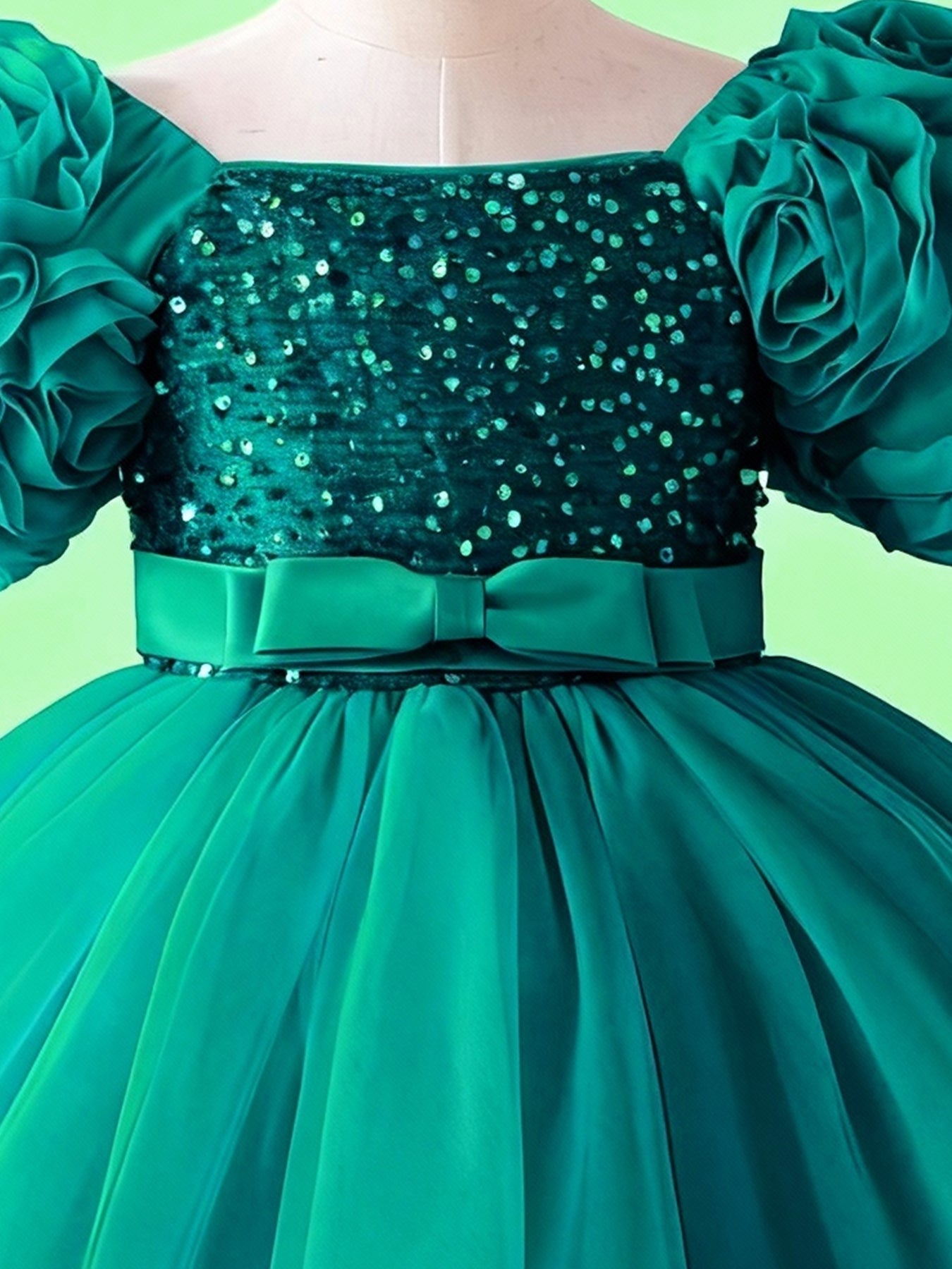 Blisseven Girls 3D Floral Princess Dress with Sequin Bodice – Flower Girl Tulle Party Dress