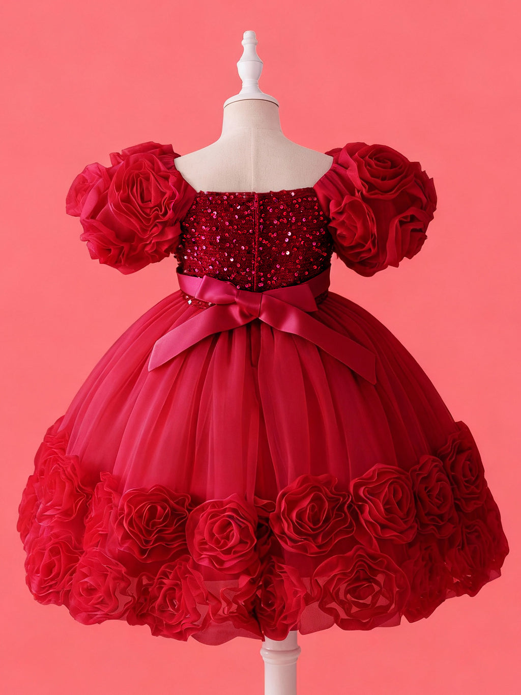 Blisseven Girls 3D Floral Princess Dress with Sequin Bodice – Flower Girl Tulle Party Dress