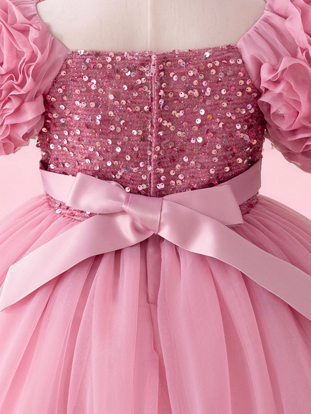 Blisseven Girls 3D Floral Princess Dress with Sequin Bodice – Flower Girl Tulle Party Dress