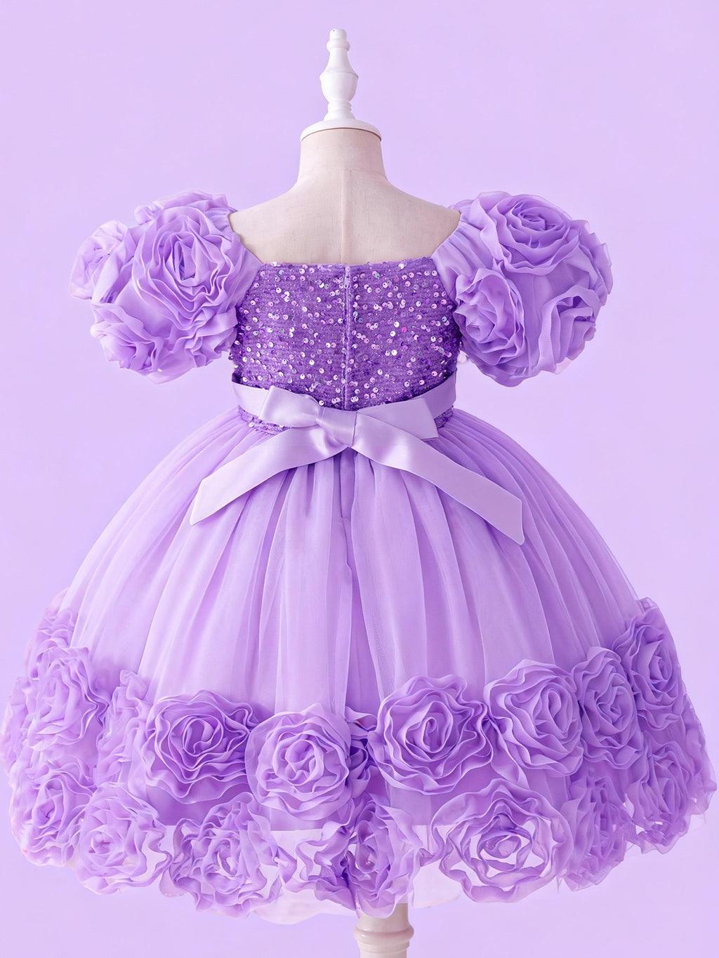 Blisseven Girls 3D Floral Princess Dress with Sequin Bodice – Flower Girl Tulle Party Dress