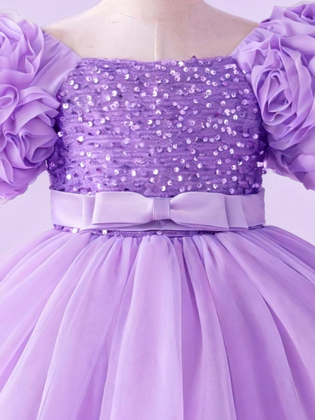 Blisseven Girls 3D Floral Princess Dress with Sequin Bodice – Flower Girl Tulle Party Dress