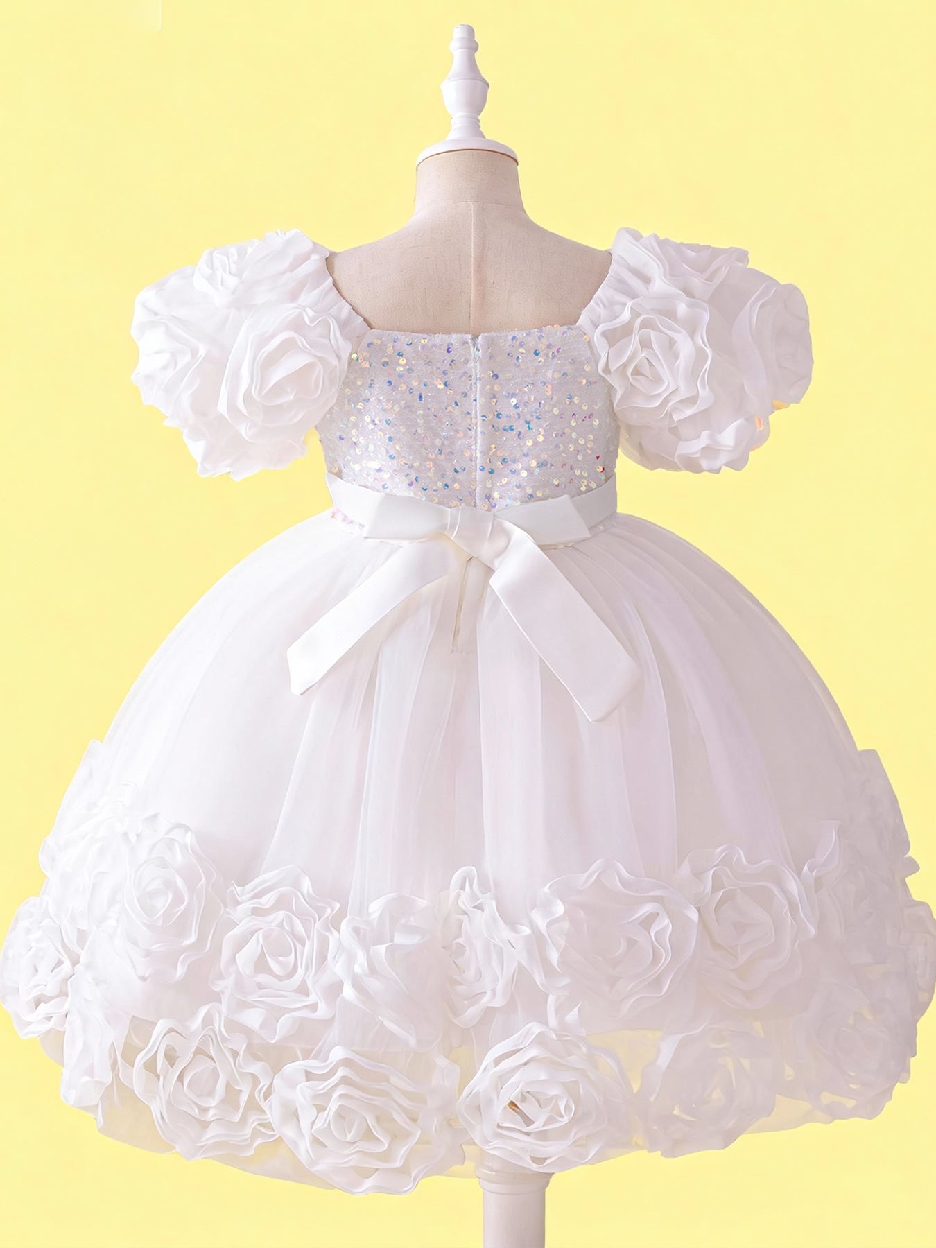 Blisseven Girls 3D Floral Princess Dress with Sequin Bodice – Flower Girl Tulle Party Dress