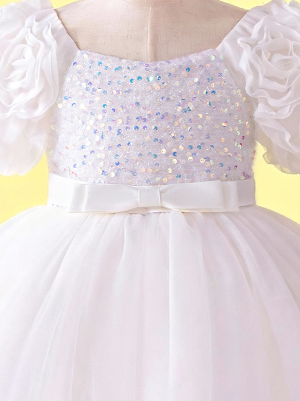 Blisseven Girls 3D Floral Princess Dress with Sequin Bodice – Flower Girl Tulle Party Dress