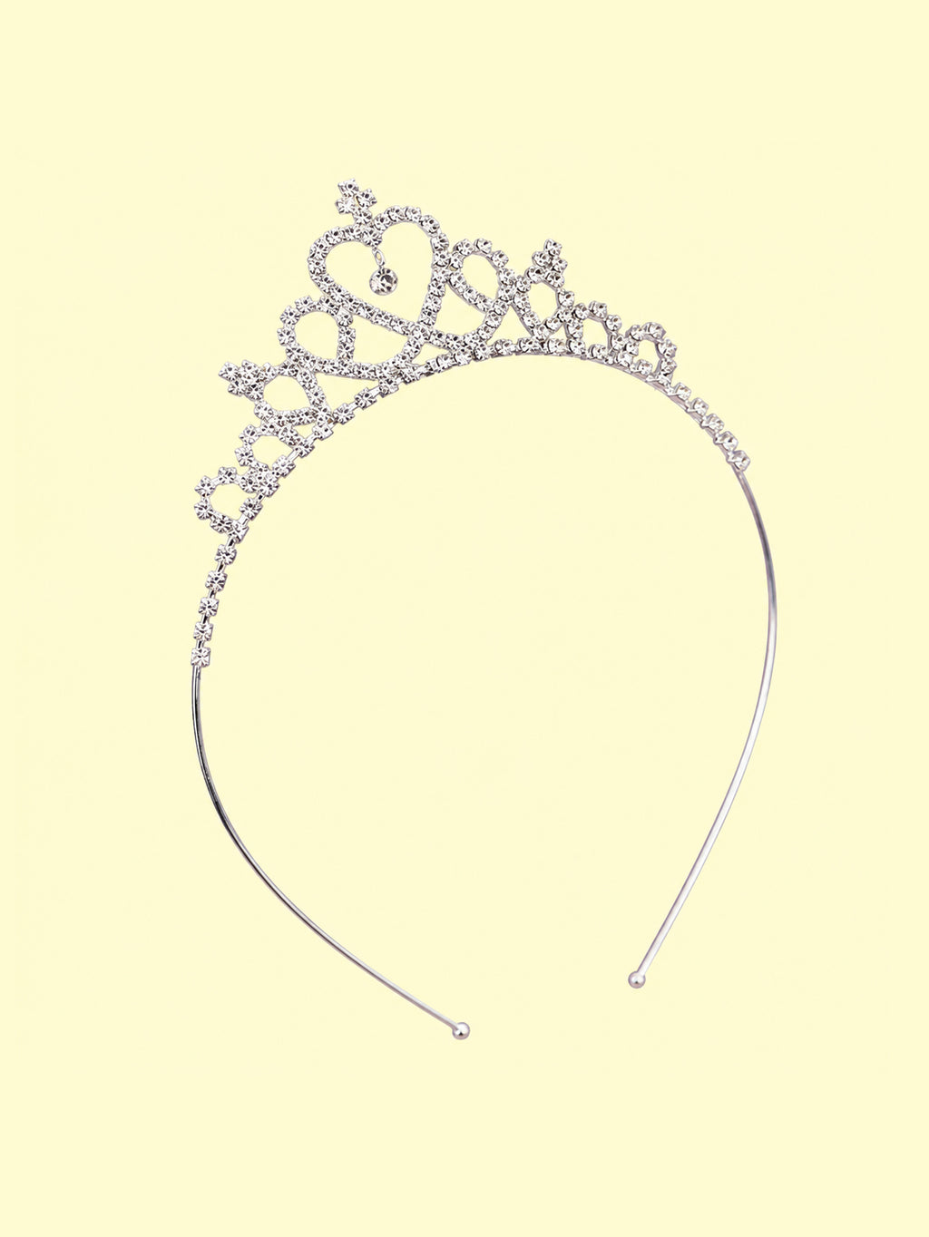 Blisseven girls rhinestone princess crown tiara angled view showing sparkling crystal setting and silver alloy frame