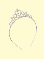 Blisseven girls rhinestone princess crown tiara angled view showing sparkling crystal setting and silver alloy frame