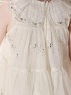Blisseven ivory girls formal dress with lace hem detail