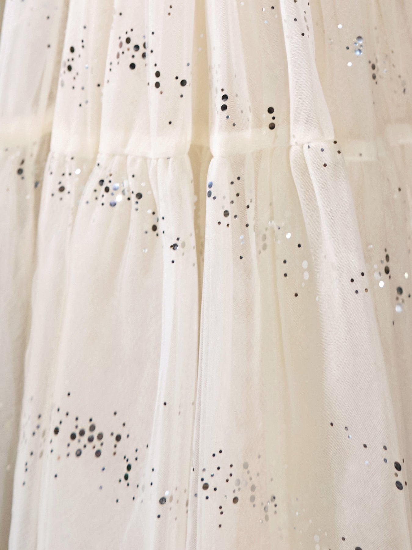 Blisseven ivory girls tulle dress with layered skirt and sparkle details