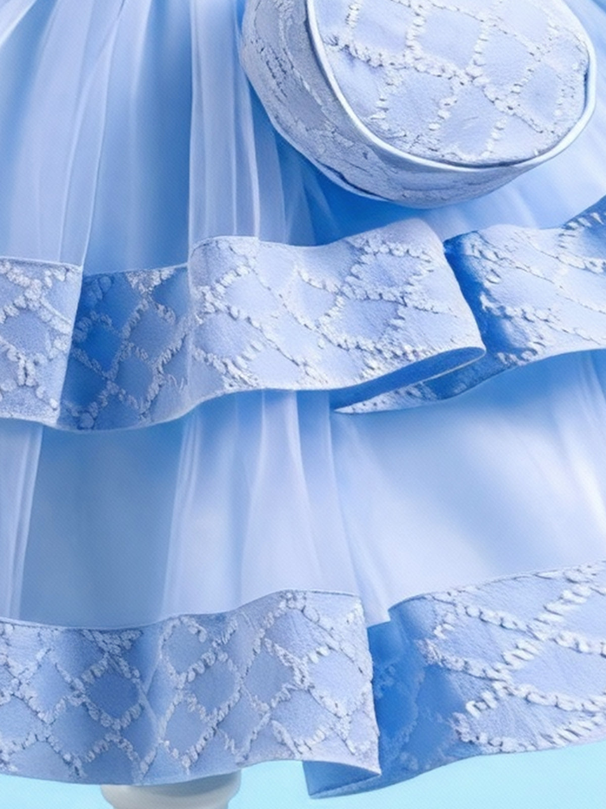 Blisseven girls sky blue tulle cake skirt detail