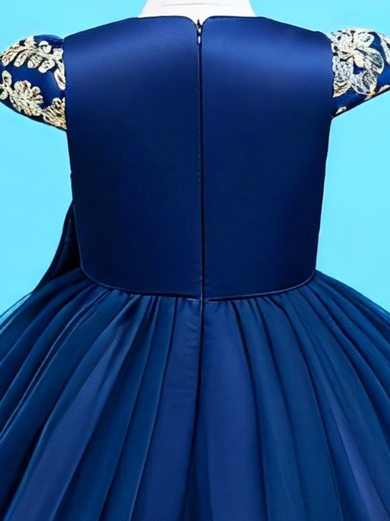 Blisseven LS8290 royal blue girls princess dress with oversized bow detail