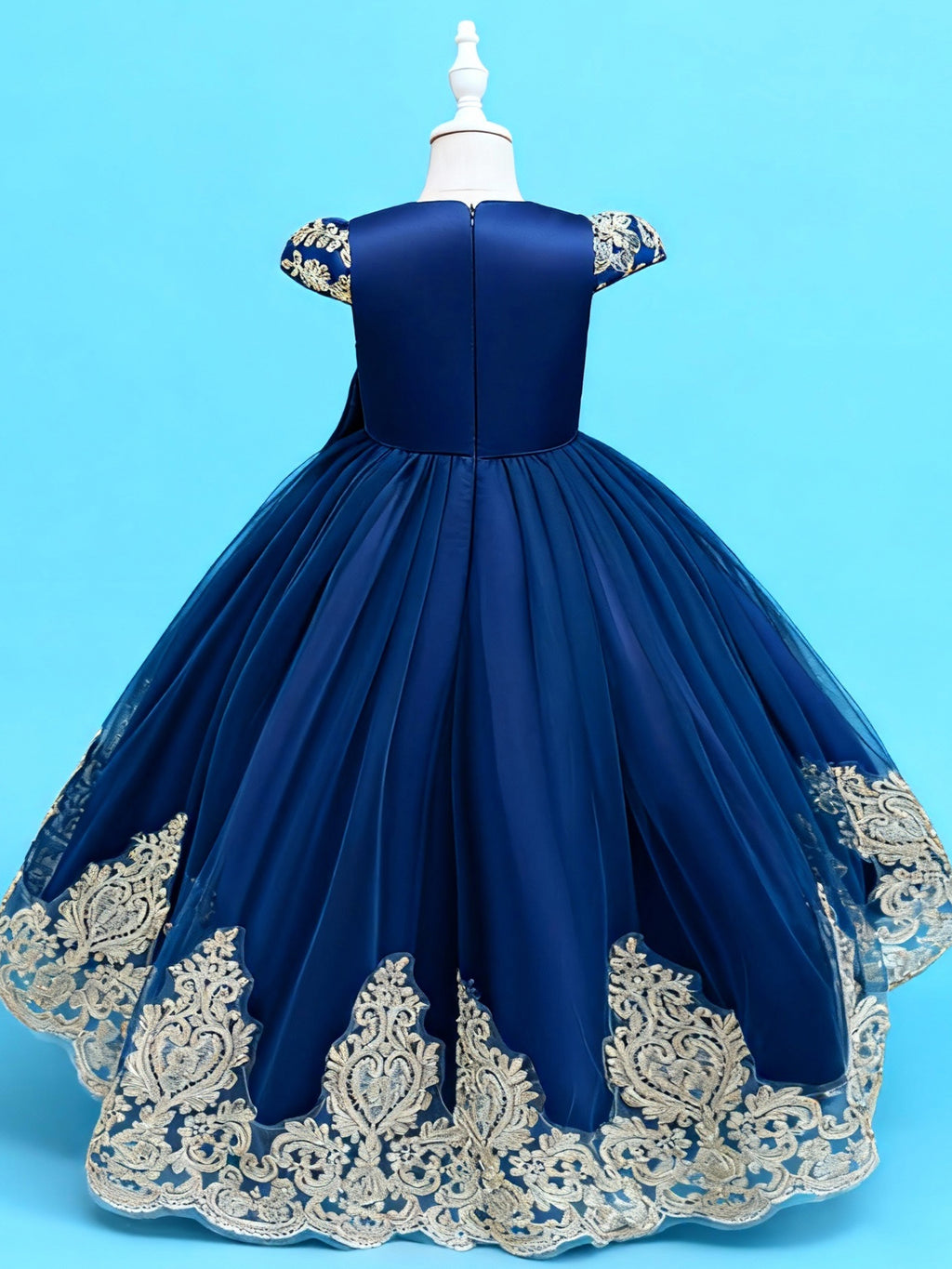 Blisseven LS8290 royal blue girls princess dress back view