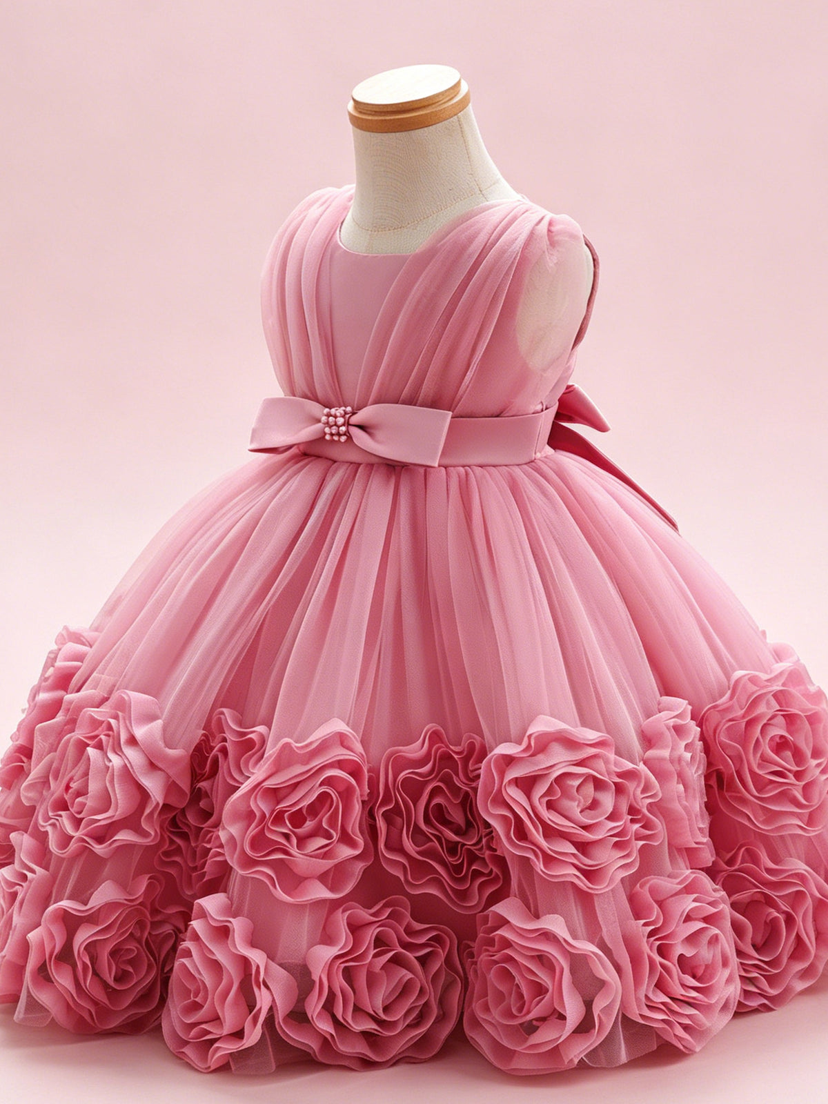 Blisseven girls dusty rose party dress side view