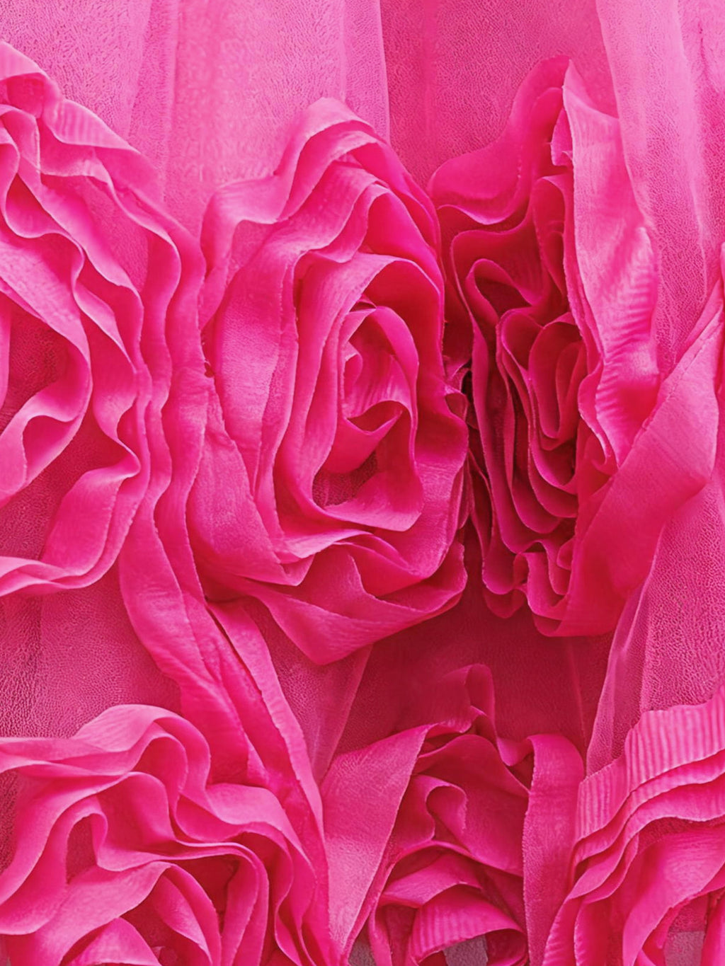 Blisseven LS8388 hot pink dress 3D rose flower tulle skirt detail