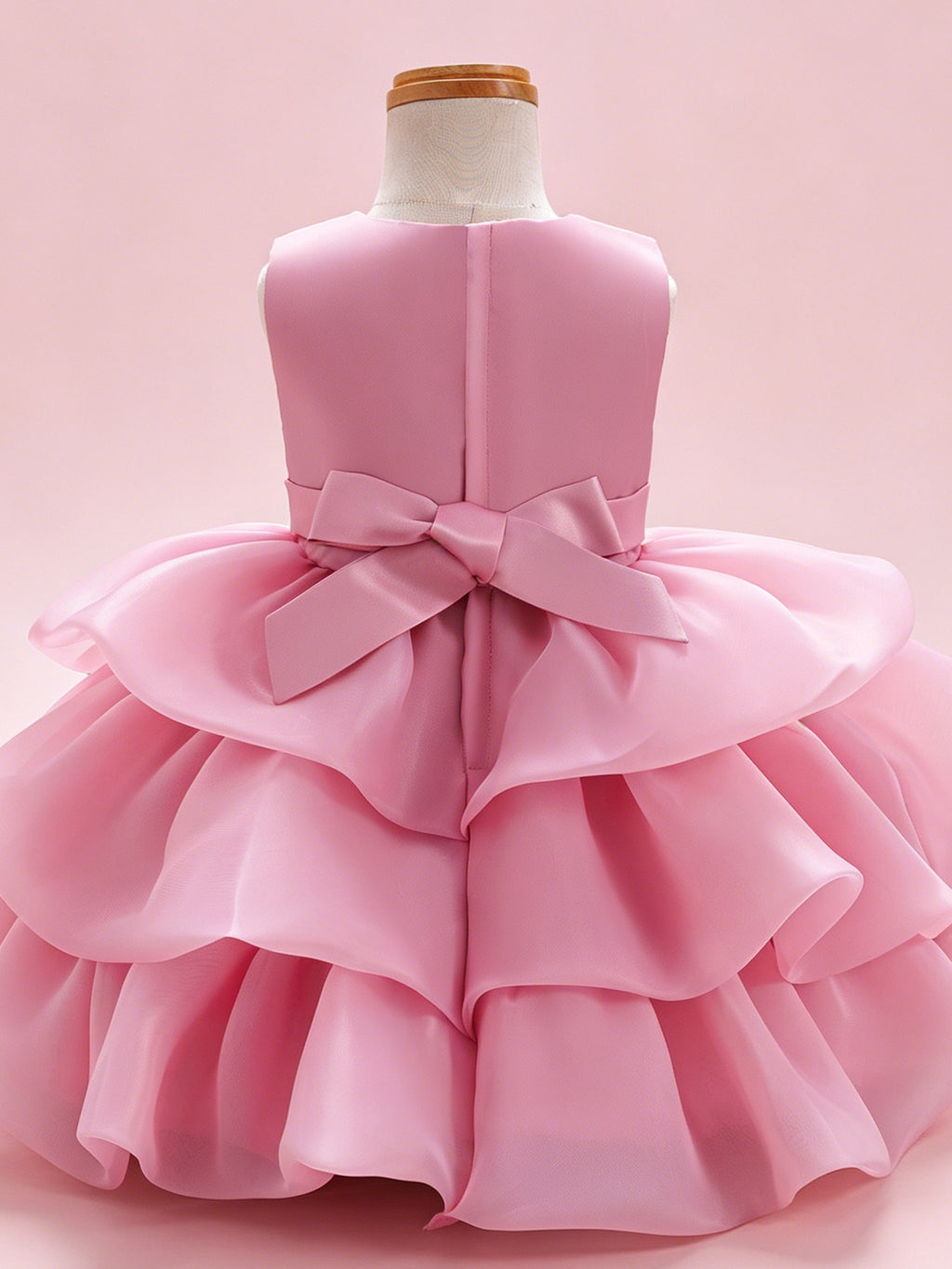 Blisseven girls dusty rose flower girl dress back view