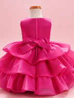 Blisseven girls hot pink flower girl dress back view
