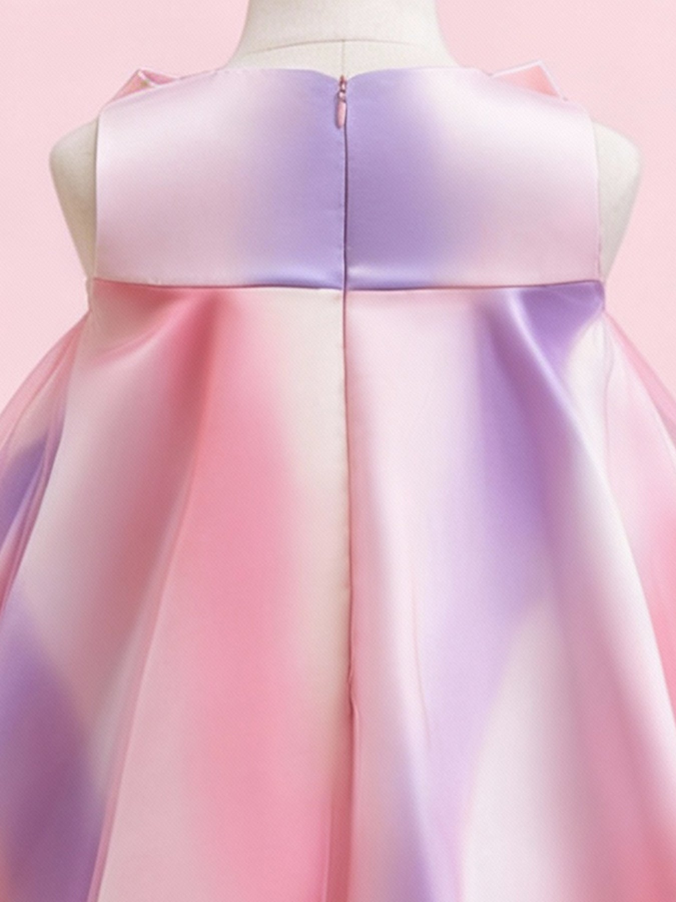 Blisseven pastel rainbow girls princess dress with flared skirt detail
