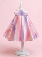 Blisseven pastel rainbow girls princess dress back view