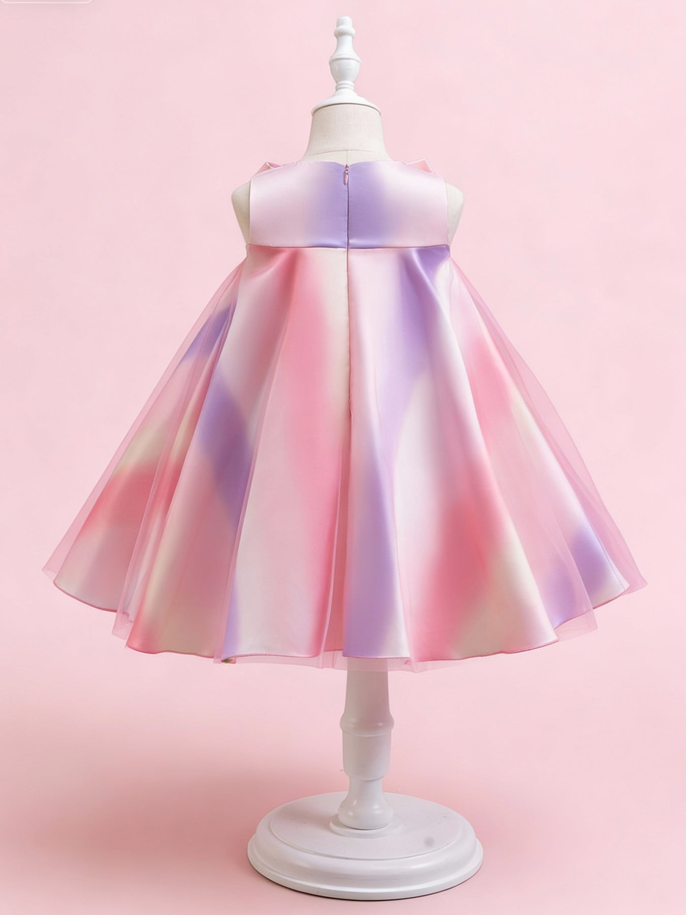 Blisseven pastel rainbow girls princess dress back view