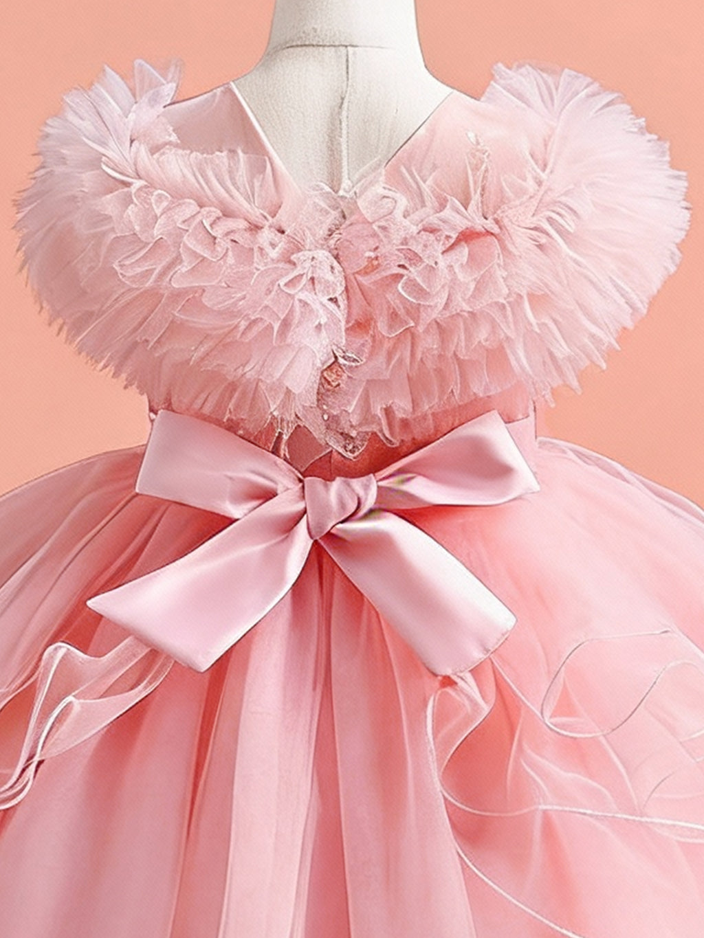 Blisseven pink girls princess dress with sparkle bodice and waist trim