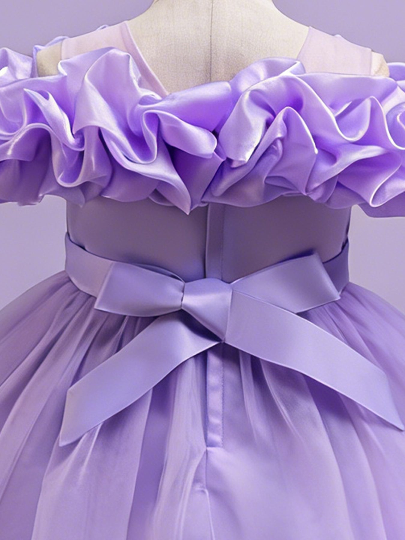 Blisseven purple girls princess dress with sparkling floral applique bodice detail