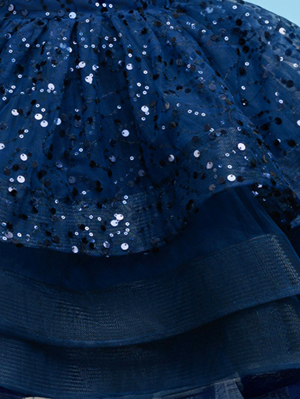Blisseven royal blue girls party dress with layered tulle skirt detail