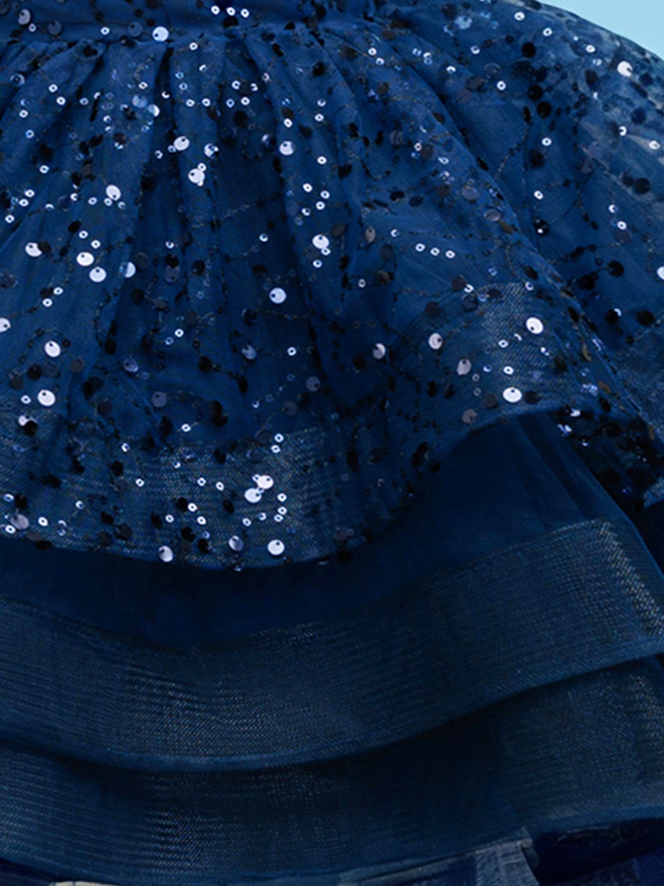 Blisseven royal blue girls party dress with layered tulle skirt detail