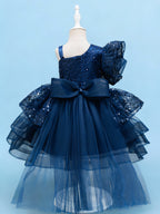 Blisseven royal blue girls princess dress back view