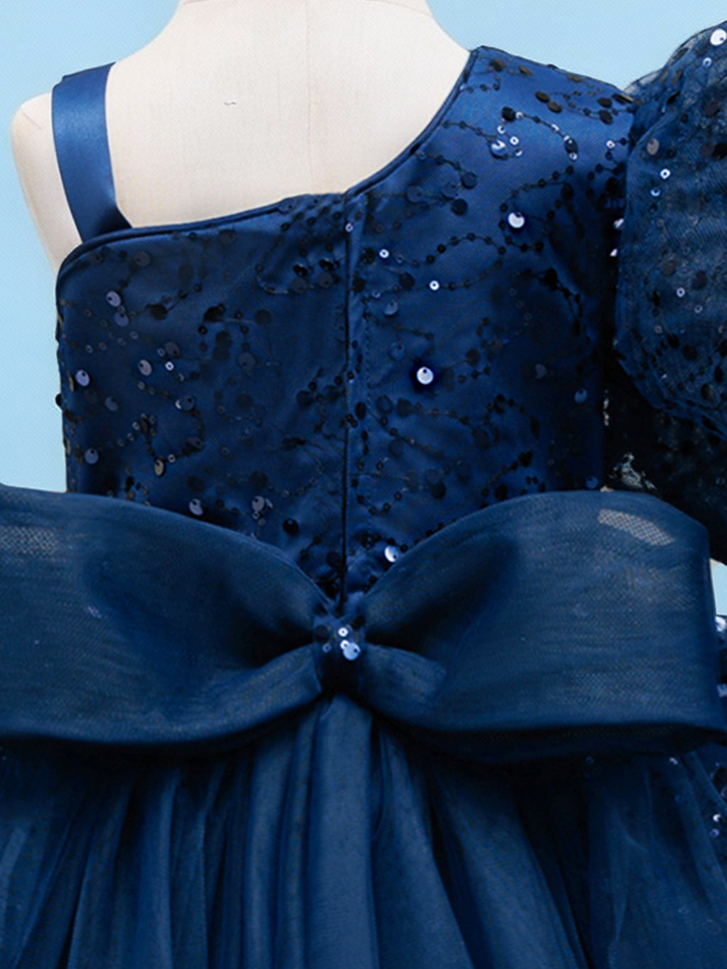 Blisseven royal blue girls sequin princess dress with sparkling bodice detail
