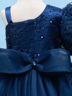 Blisseven royal blue girls sequin princess dress with sparkling bodice detail