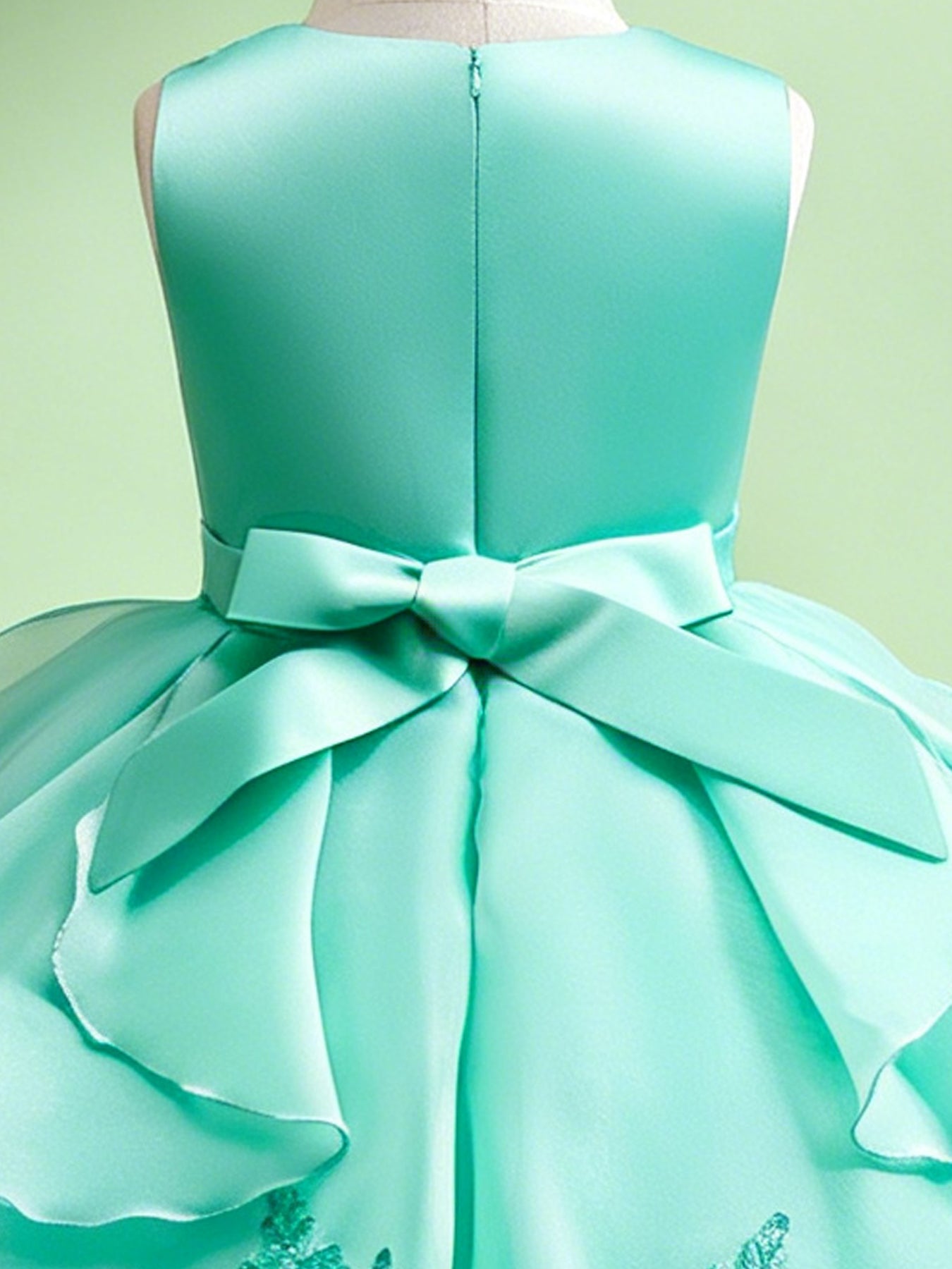 Blisseven teal girls princess dress with layered tulle skirt detail