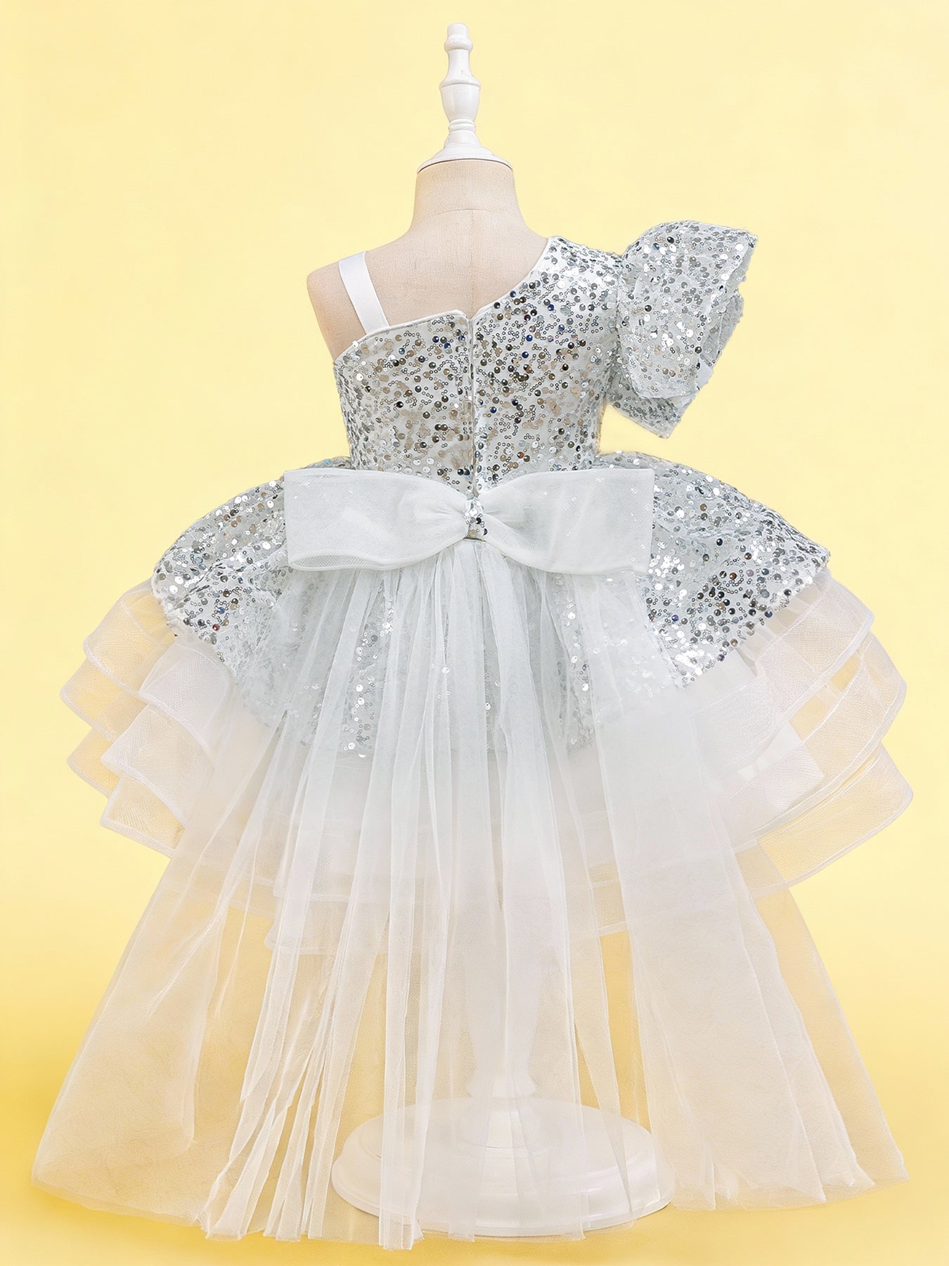 Blisseven white girls princess dress back view
