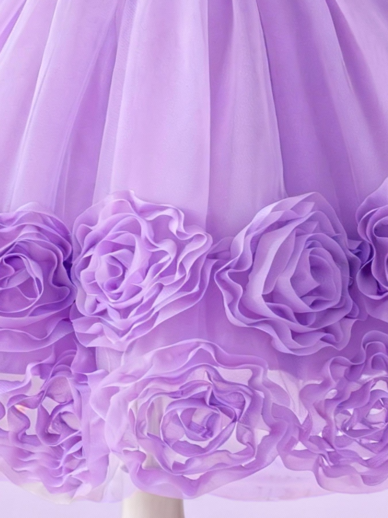 Lavender sequin bodice and bow waist detail on girls princess dress