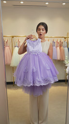 Blisseven girls high low lace princess dress video showing front and full dress details